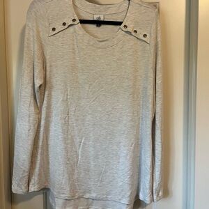 CAbi Light Gray Long Sleeve Top